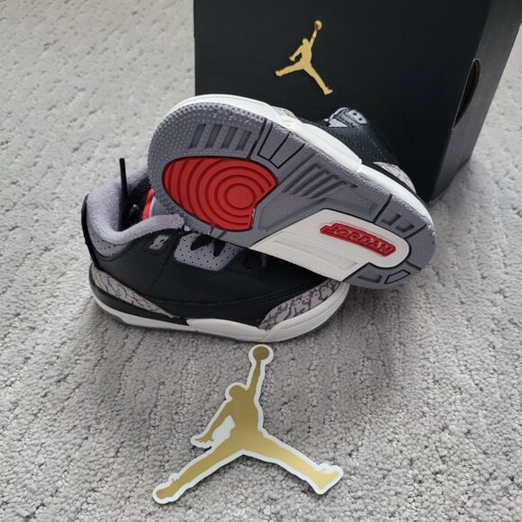 Baby Size 7c - Jordan 3 Retro Black Cement (2024) (TD) DM0968-010 Authentic New! - Picture 4 of 9